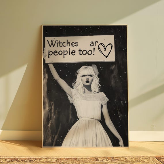 Witch Wall Art Halloween Poster Girly Print Dark Academia Wall Decor Printable Halloween Painting Black And White Art Funny Girly Poster