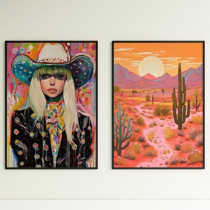 Cowgirl Prints Western Wall Decor Desert Poster Pink Cowgirl Poster Girly Wall Art Trendy Poster Pink Desert Print Cowgirl Wall Art Painting