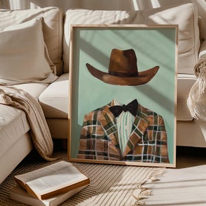 Hand Drawn Cowboy Painting Western Wall Art Wild West Poster Retro Cowboy Poster Vintage Cowboy Print Wild West Home Decor Printable Poster image 3