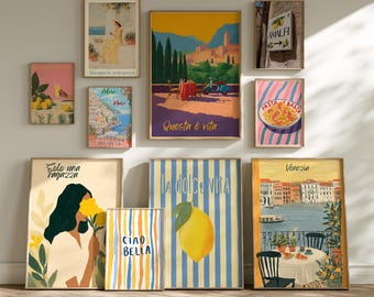 300 Italian Gallery Wall Art Prints Set | Mediterranean Coastal Decor | Travel Prints | La Dolce Vita Wall Art | Italian Posters Printable