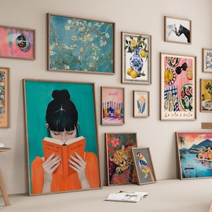 Lot de 10 000 oeuvres d'art murales imprimables pour décoration d'intérieur, impression tendance, oeuvre d'art murale esthétique, ensemble d'affiches éclectiques maximalistes, impression numérique