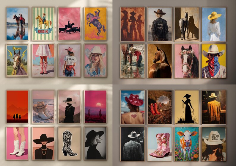 Set Of 160 Western Posters Cowgirl Prints Cowboy Wall Art Western Gallery Wild West Print Western Paintings Girly Posters Cowgirl Wall Art image 6