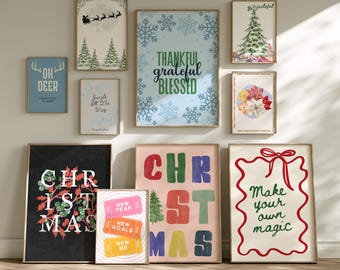 300 pinturas navideñas para decorar la pared, pósteres navideños, cuadros navideños de invierno, arte navideño para pared, impresiones navideñas imprimibles.