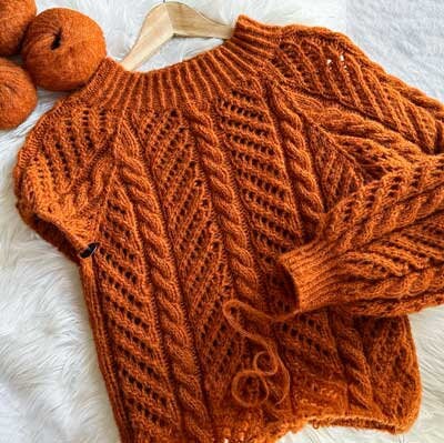 （新品）INDIA INDUSTRY｜hexagon lace pullover Cables and Lace Sweater - Knitting Pattern by Theknitstitch