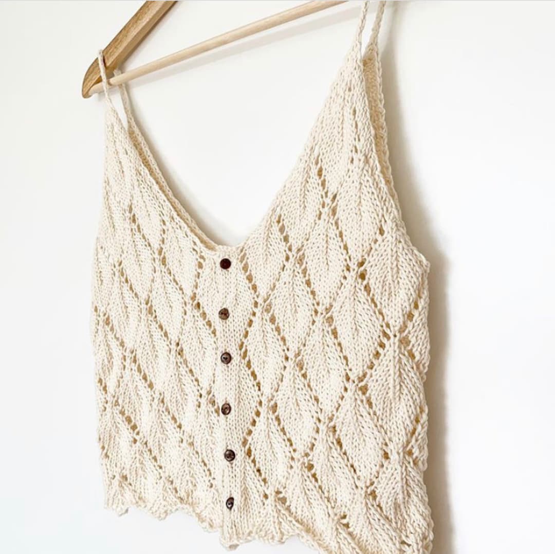 Eaphi U NECK LEAF PATTERN KNIT VEST