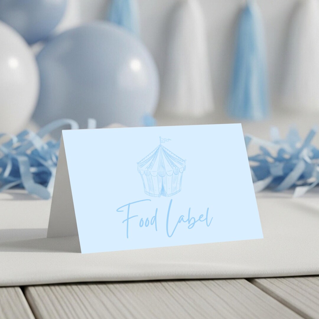 Editable Blue Circus Food Label, Circus Theme Food Labe Templates, Blue ...