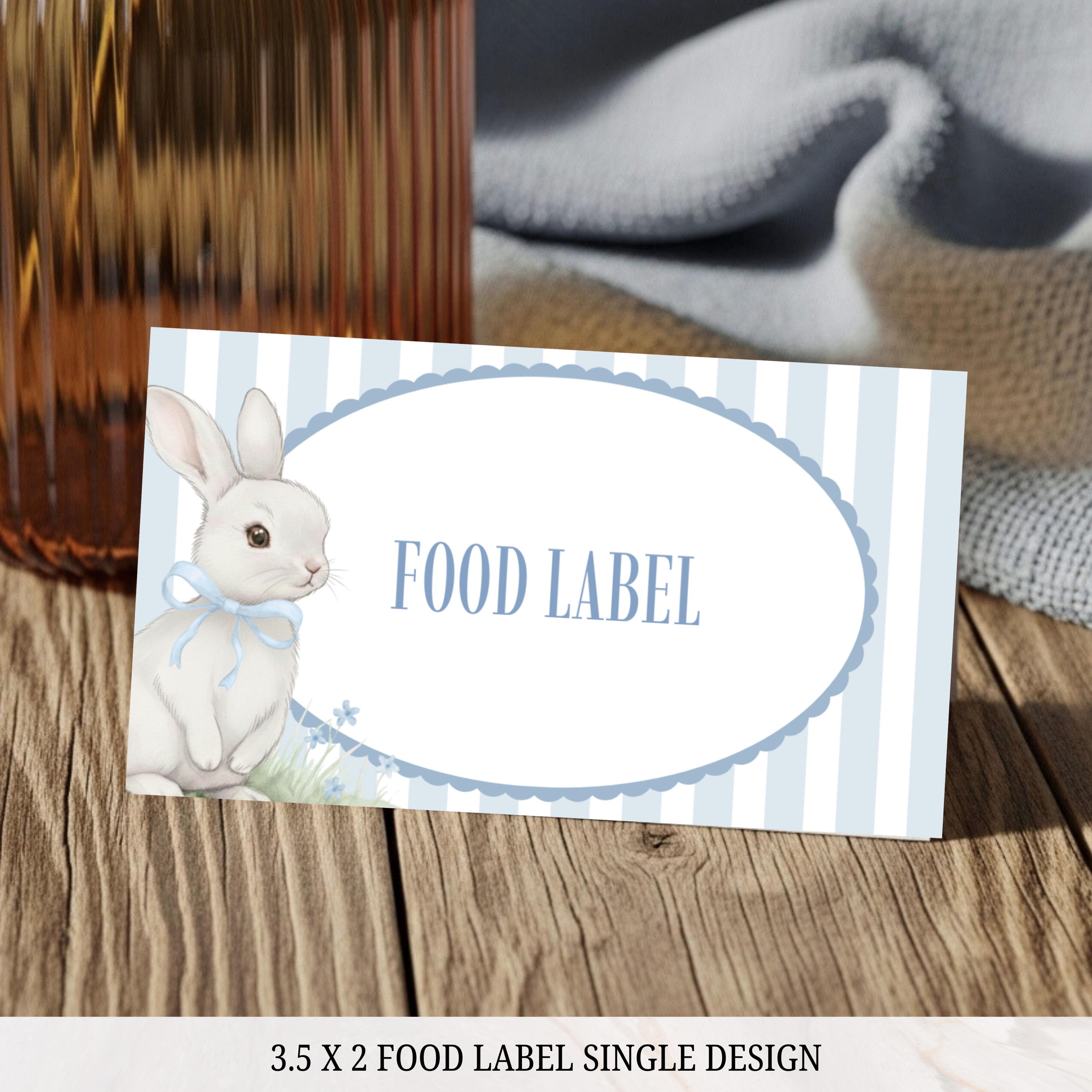 Editable Blue Bunny Food Label, Rabbit Baby Shower Food Label, Some ...