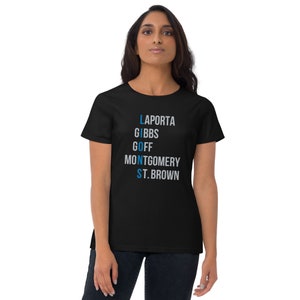 Women&#39;s Classic Fit Short Sleeve T-Shirt - Detroit Lions Crossword Apparel - Perfect Gift For Any Fan!