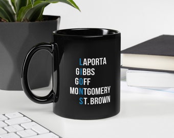 Detroit Lions Coffee Mug - Perfect Gift for Lions Fans - Black Glossy Mug