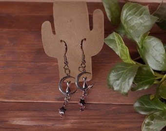 Cat, Moon and Star Earrings