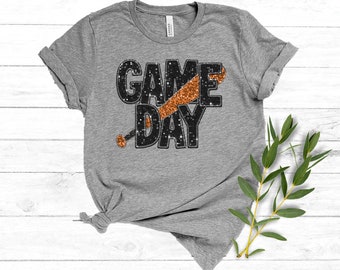 Game Day Bat Faux Glitter DTF Print