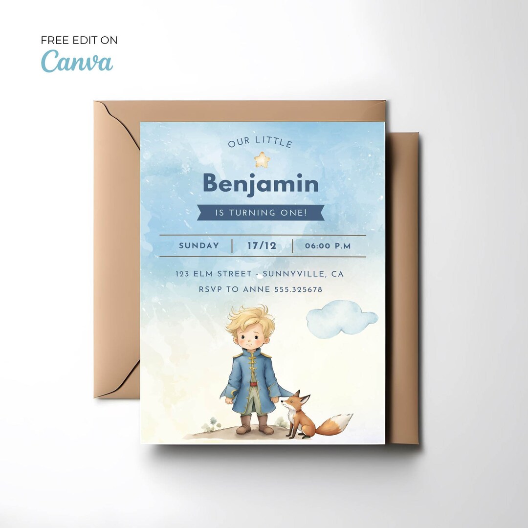 Little Prince Printable Invitation Prince Boy Party Editable - Etsy