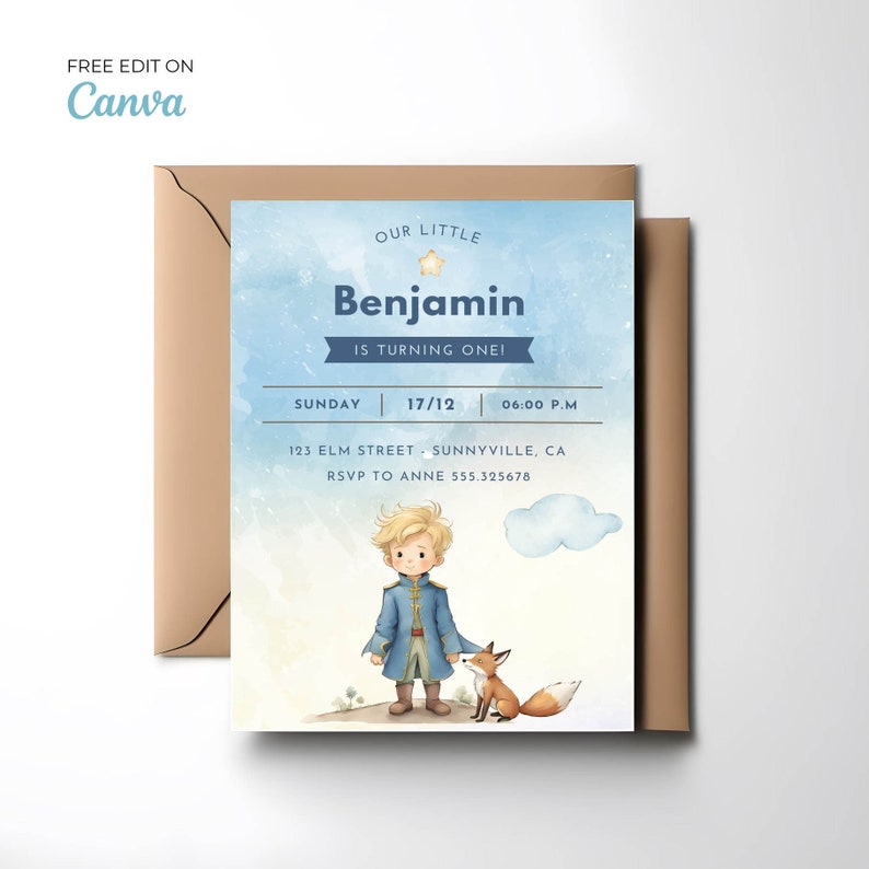 Little Prince Printable Invitation Prince Boy Party Editable - Etsy