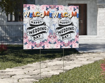 Bloemen bruiloft welkomstbord: buiten bruidsdecoratie