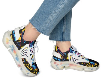 Sneakers da donna in mesh traspiranti, scarpe casual da passeggio, calzature sportive leggere con lacci, collezione di sneaker estive, scarpe sportive in mesh alla moda