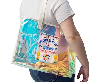Holografische draagtas WK 2026 Champions | Iriserende doorzichtige strandtas