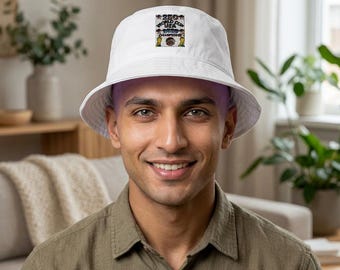 Abstract Pixel Face Embroidered Bucket Hat | Mini Artwork