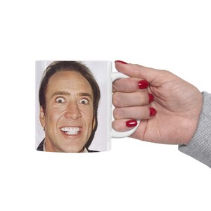 Creepy Nic Cage Mug, Nick Cage Face, Nicolas Cage Gift, Nicholas Cage funny - Funny Mugs, Meme Gifts, Ironic Mugs image 2