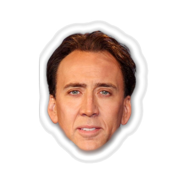 Nic Cage Sticker, Nick Cage Face, Nicolas Cage Gift, Nicholas Cage funny - Funny Sticker, Meme Shirts, Parody Gifts, Ironic Sticker