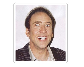 Nic Cage Sticker, Nick Cage Face, Nicolas Cage Gift, Nicholas Cage funny - Funny Sticker, Meme Shirts, Parody Gifts, Ironic Sticker