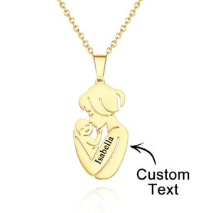 Custom Engraved Mother Baby Necklace Personalized Family Jewelry Gifts for Mother