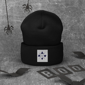 Card Suits Cuffed Beanie. - Poker Player hat