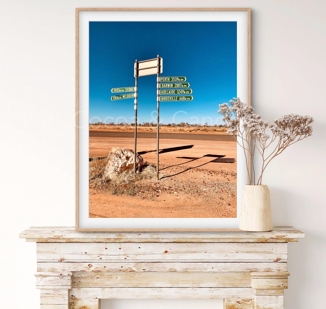 Australian Outback Road Sign Print, Red Desert Photography, Travel Wall ...