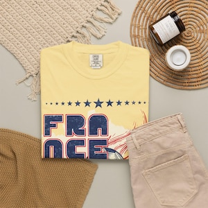 Koszulka France Soccer World Vintage Comfort Colors, koszulka France Soccer Retro Graphic T-shirt | Koszulka piłkarska Pucharu Świata zdjęcie 3