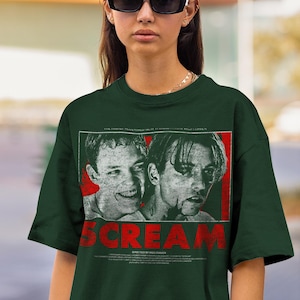 Vintage 90s Scream Movie T-Shirt | Billy Loomis & Stu Macher Retro Graphic Tee | Horror Film Shirt | Classic Slasher Apparel | Halloween image 3