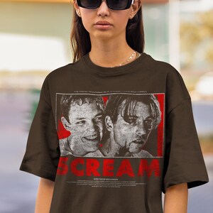 Vintage 90s Scream Movie T-Shirt | Billy Loomis & Stu Macher Retro Graphic Tee | Horror Film Shirt | Classic Slasher Apparel | Halloween image 2