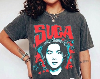 Koszulka Suga w stylu vintage, koszulka Suga z lat 90., koszulka z grafiką retro Min Yoongi, gadżety Kpop Comfort Colors, prezent dla ARMII