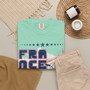 Koszulka France Soccer World Vintage Comfort Colors, koszulka France Soccer Retro Graphic T-shirt | Koszulka piłkarska Pucharu Świata zdjęcie 4