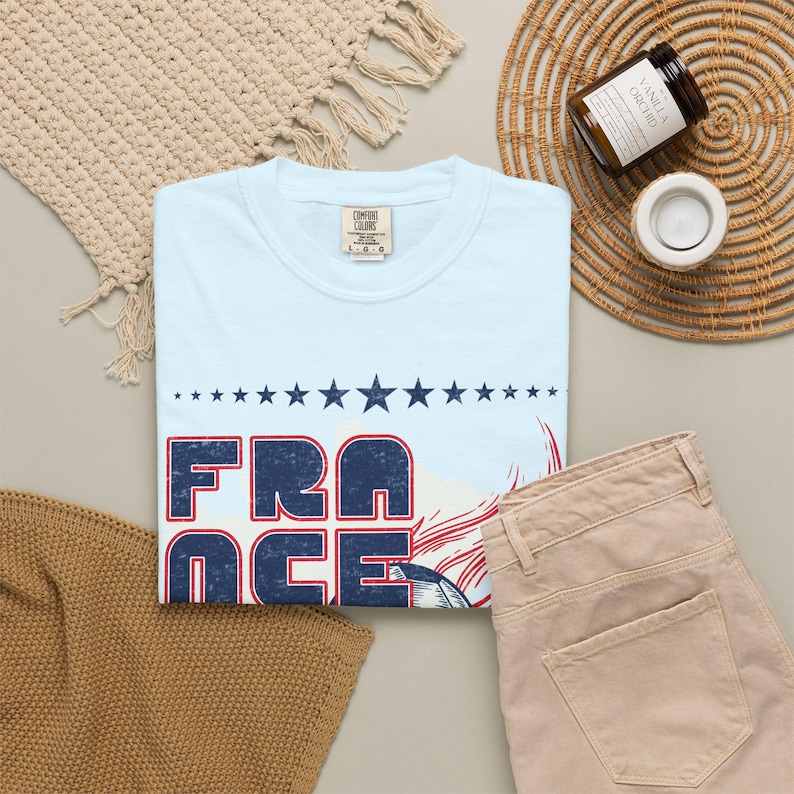 Koszulka France Soccer World Vintage Comfort Colors, koszulka France Soccer Retro Graphic T-shirt | Koszulka piłkarska Pucharu Świata zdjęcie 6