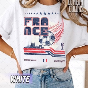 Koszulka France Soccer World Vintage Comfort Colors, koszulka France Soccer Retro Graphic T-shirt | Koszulka piłkarska Pucharu Świata zdjęcie 2