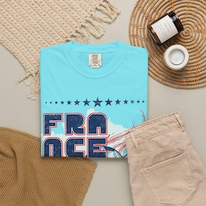 Koszulka France Soccer World Vintage Comfort Colors, koszulka France Soccer Retro Graphic T-shirt | Koszulka piłkarska Pucharu Świata zdjęcie 5