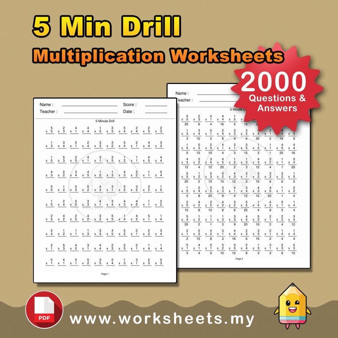 IGCSE Maths Worksheets Printables 5 Min Math Drill multiplication - Etsy