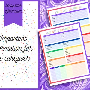 Fiche d'informations sur la baby-sitter