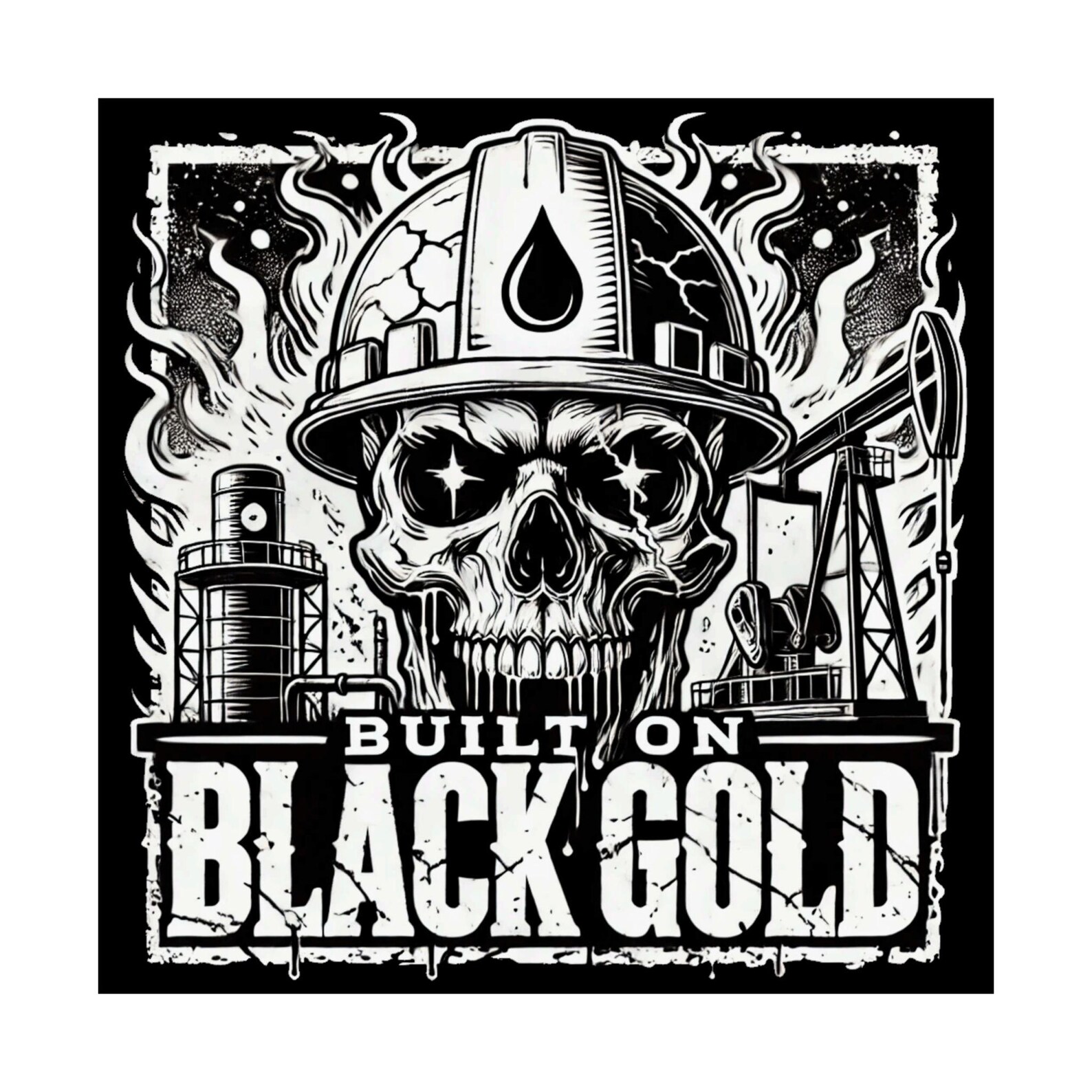 ROUGHNECK WALL ART Black Gold Skull Poster, Roughneck Way, Oilfield