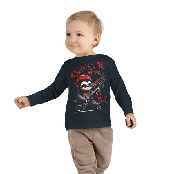 Sleepy sloth red toddler toddlers boy girl long sleeve tee 1-3 3-5 2-4 years funny cute party small gift ideas gifts for mom dad birthday