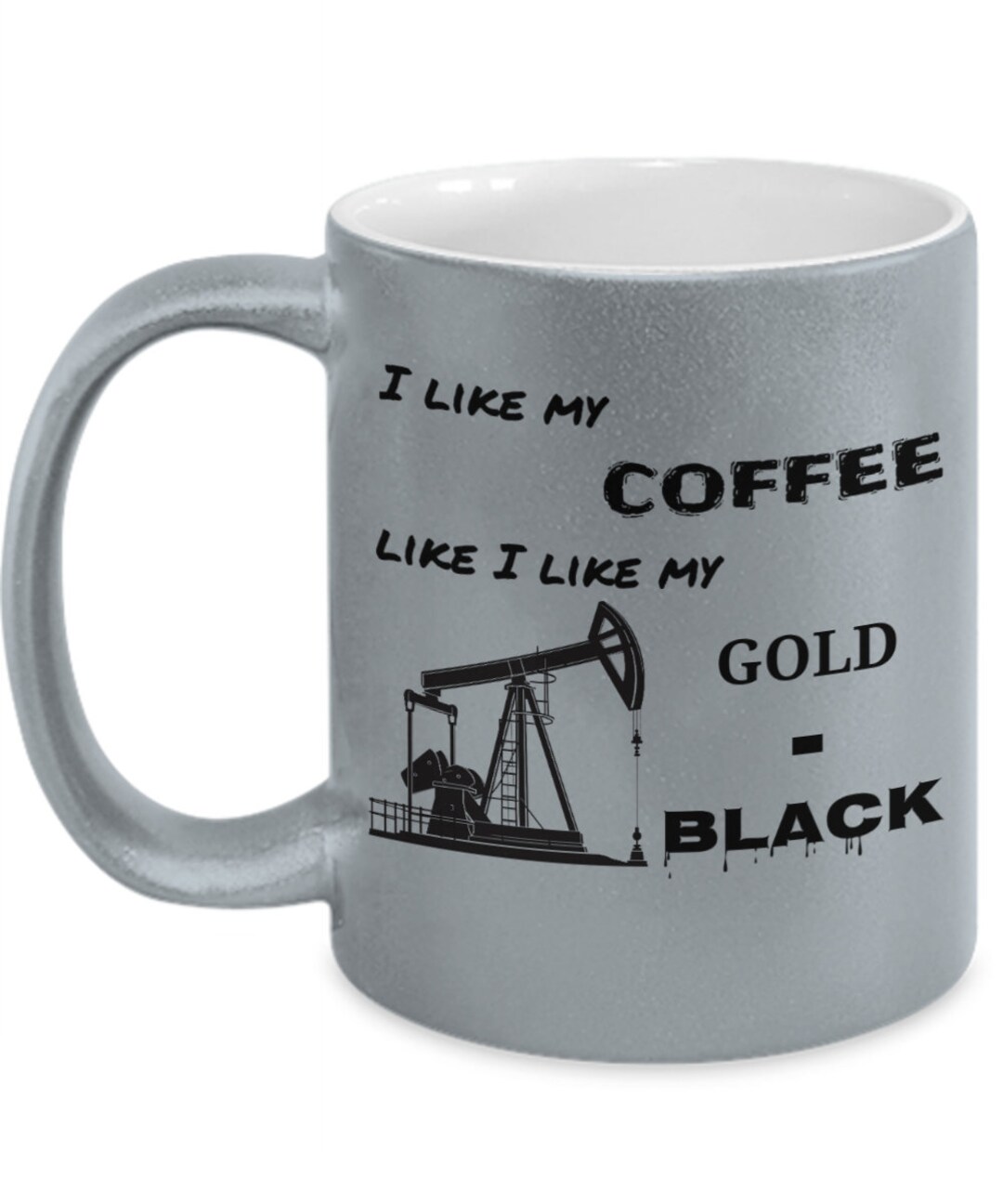 Roughneck Way Oilfield Oil Drilling Rig Black Gold Pump Jack Metallic