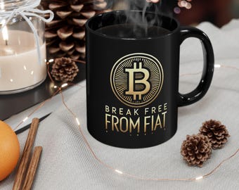 Bitcoin Logo Black Mug: Crypto Enthusiast Coffee Cup (11oz 15oz)