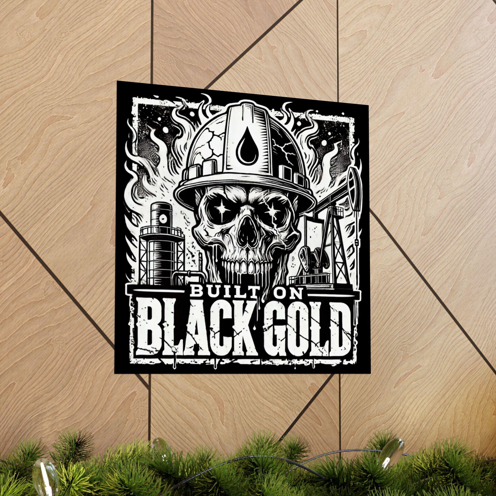 ROUGHNECK WALL ART Black Gold Skull Poster, Roughneck Way, Oilfield