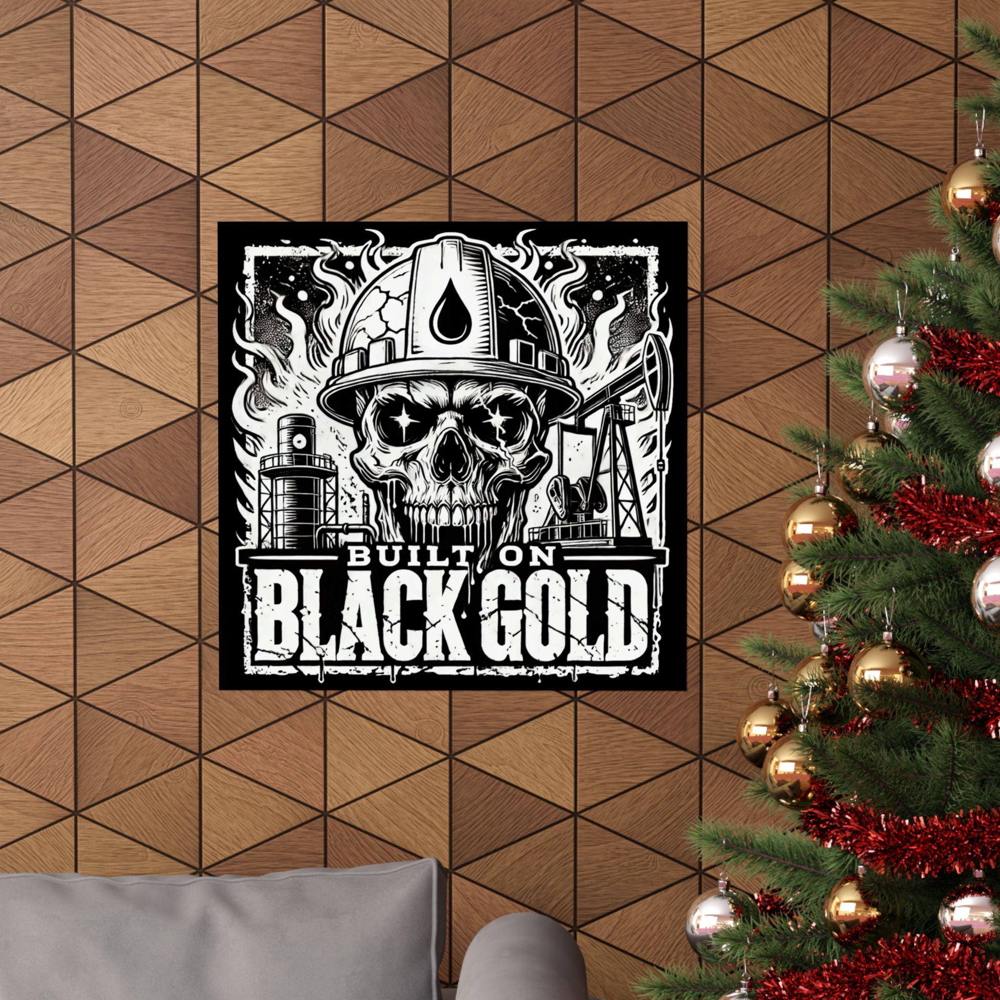 ROUGHNECK WALL ART Black Gold Skull Poster, Roughneck Way, Oilfield