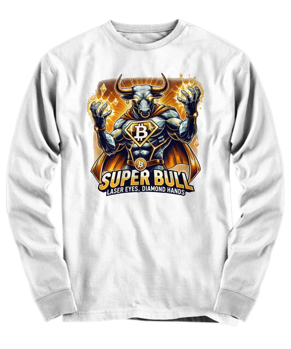 Bitcoin Super Bull Long Sleeve Shirt - Laser Eyes, Diamond Hands - Etsy  Denmark