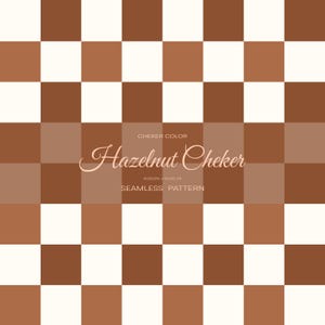 Hasselnötskaffe Schackrutigt Sömlöst Mönster, Varmt Nötigt Rutigt Digitalt Tryck, Mysigt Höstrutnät Bakgrund, Neutral Retro Tryckfil JPG