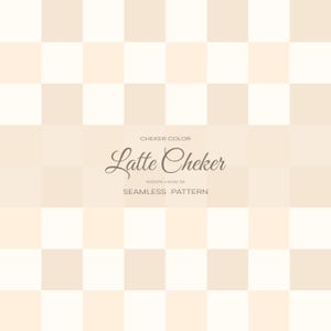 Hand Painted Latte Checker Stripes Seamless Pattern (Digital Download) Neutral Beige Aesthetic Cream Background, Minimalist Grid Design PNG