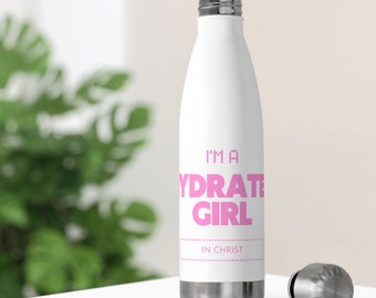 水分補給されたGirl In Christウォーターボトル、20オンスステンレススチール製、彼女へのクリスチャンギフト、信仰に基づいたタンブラー、聖書ボトル、宗教的なギフト