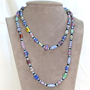 40-inch Chevron glass beaded necklace