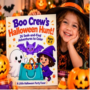 Halloween Coloring Book Printable for Kids Ages 4-7, 26 Seek and Find Activities, Preschool Halloween Games, Kids Party Favor PDF