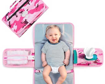 Pink Camo Portable Baby Changing Pad | Waterproof Travel Diaper Mat